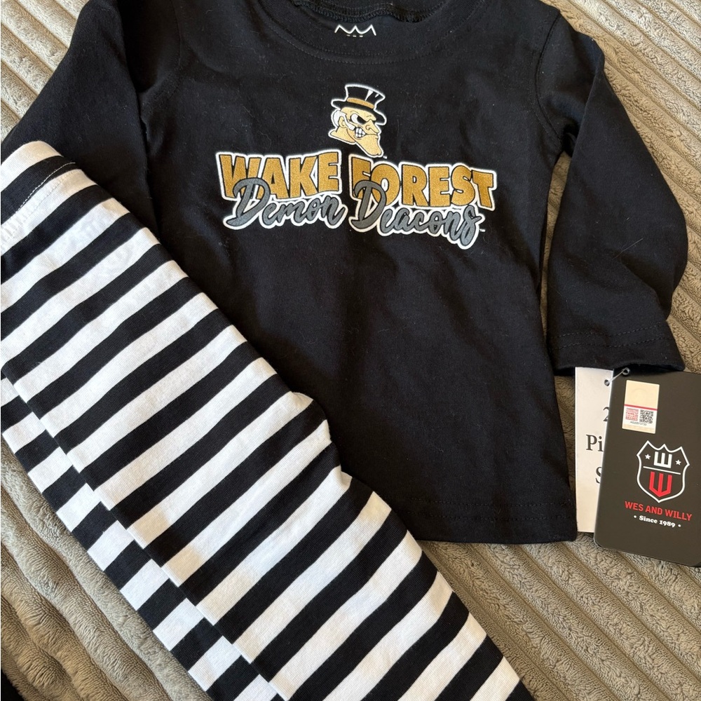 Wes and Willy Wake Forest Demon Deacons Black & White Kids Matching Set